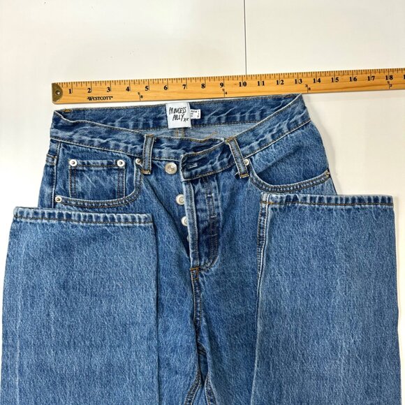 Princess Polly Blue Denim Button Fly Straight Leg Jeans Size 0 (26x28) - Picture 8 of 15